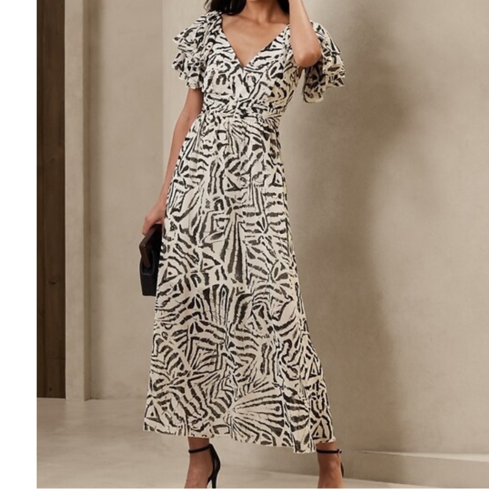 Banana Republic Zebra Print Maxi Dress size 10